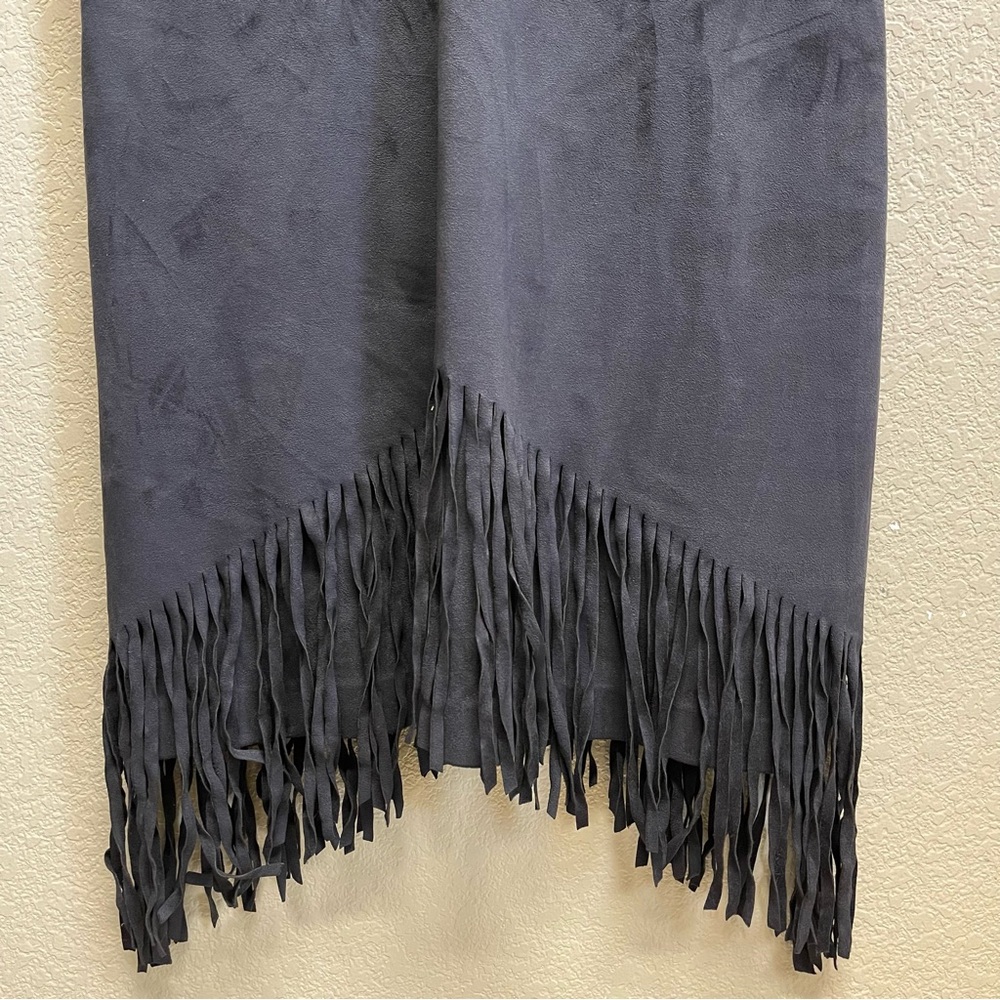 💥2/$20💥 ZARA Trafaluc Fringe Dress S Black Suede EUC - Picture 5 of 11